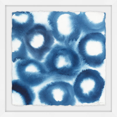 'Indigo Bleed II' Framed Watercolor Painting Print