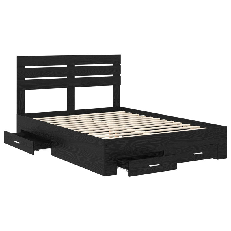 Bed, Kingsize (5'), Black Oak