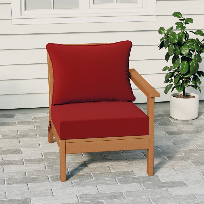 Fauteuil à assise profonde avec coussins profonds, Red, Teak