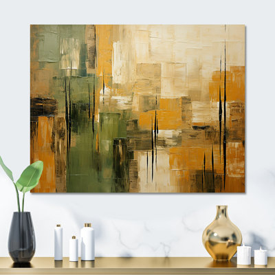 Green Beige Wild Essence Collage I - Tachisme Metal Wall Art MT136195