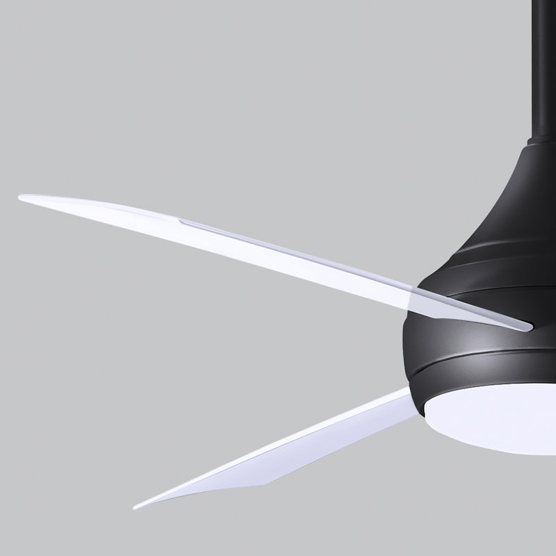 Donaire LED Outdoor Downrod Ceiling Fan, Matte Black, Gloss White