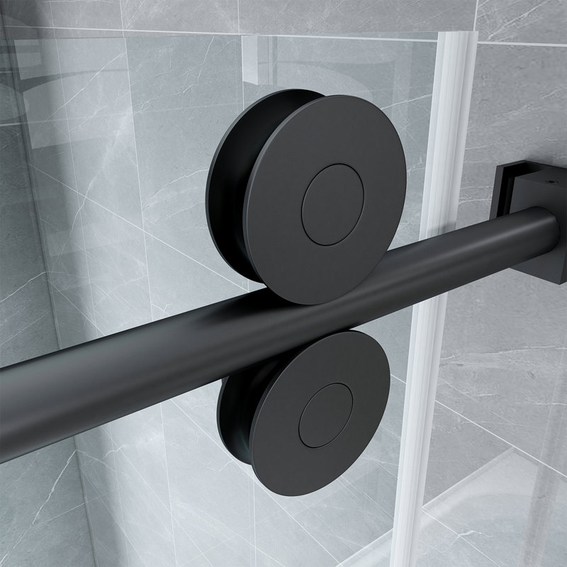 Porte de baignoire coulissante en verre trempé sans cadre l 60 po x H 66 po, Noir