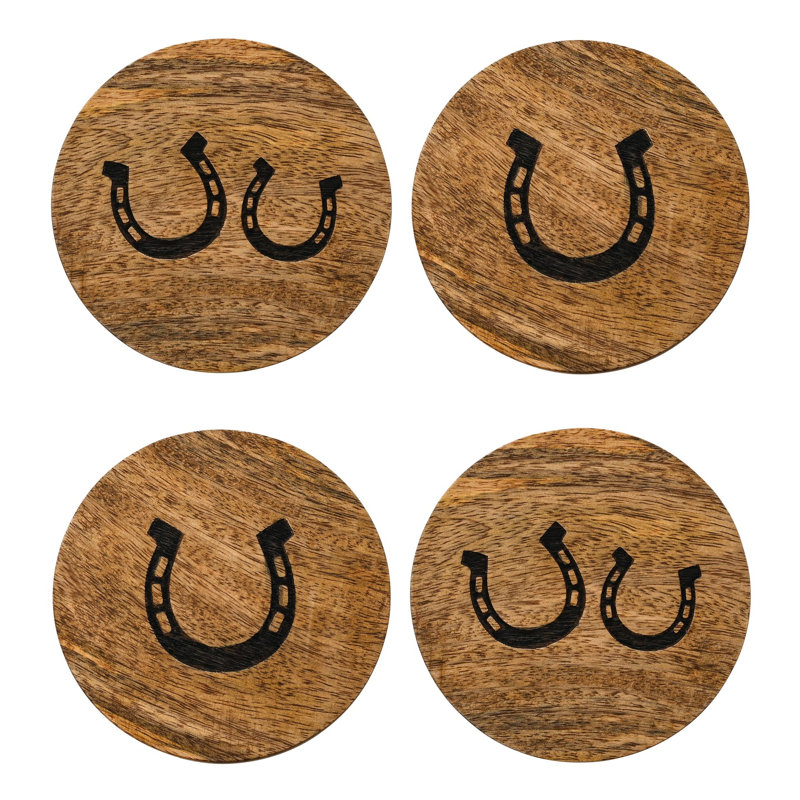 Wood Round 4 Piece Coaster Set