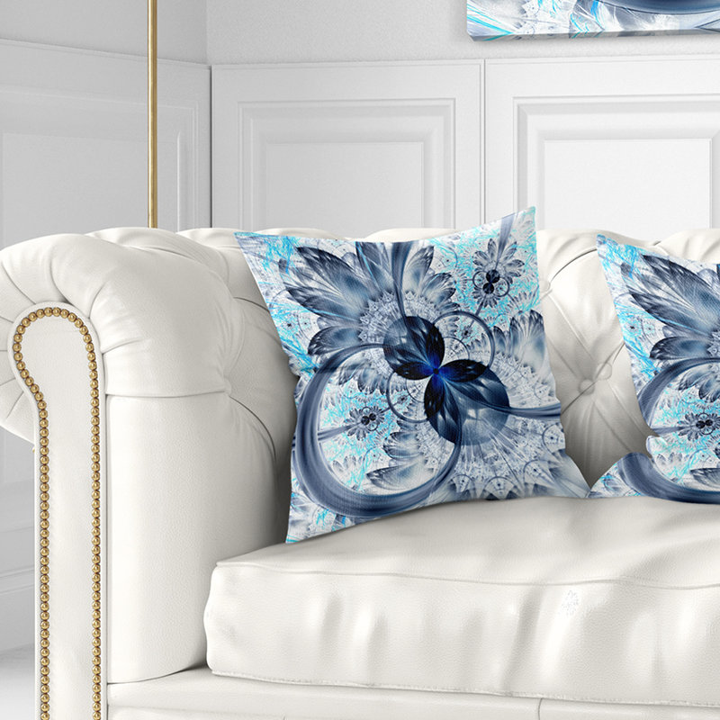  Coussin abstrait fleur fractale, 16 po x 1 po, Coussin décoratif