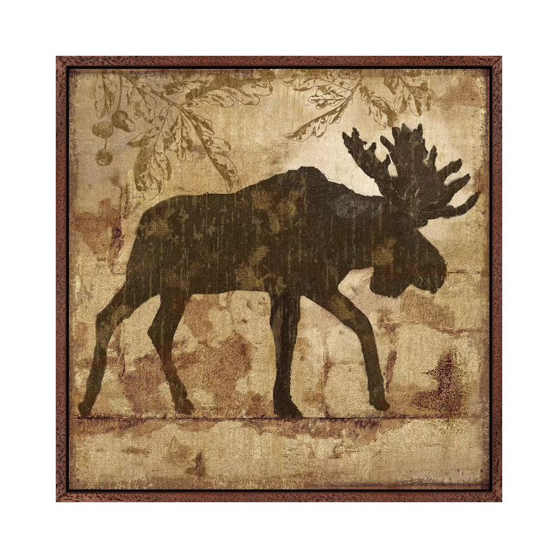 Country Moose 1 Piece Painting on Canvas, 66.04 cm H x 66.04 cm W, Classic Brown Wood Framed