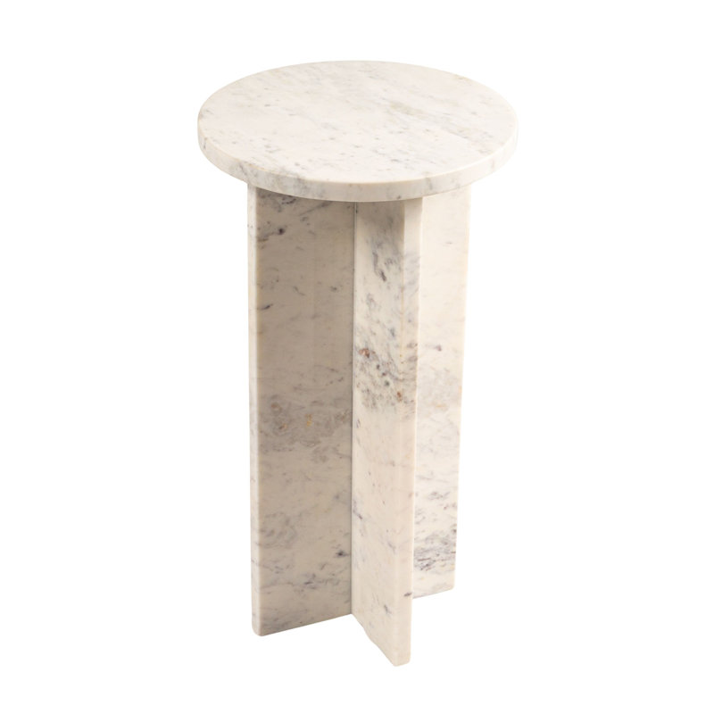 Round Mable Martini Accent Table with Interlocking Cross Base, White