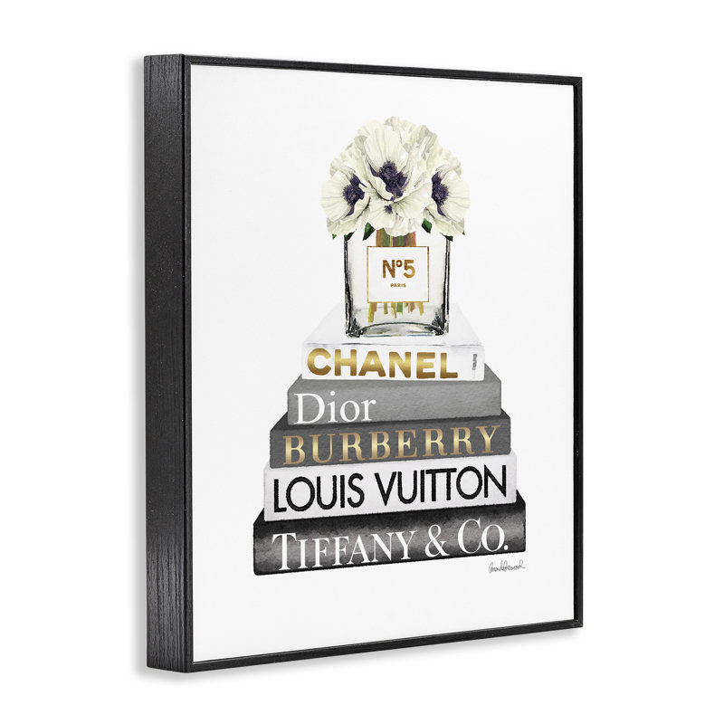 Blooming White Floral Display on Designer Bookstack Canvas Print