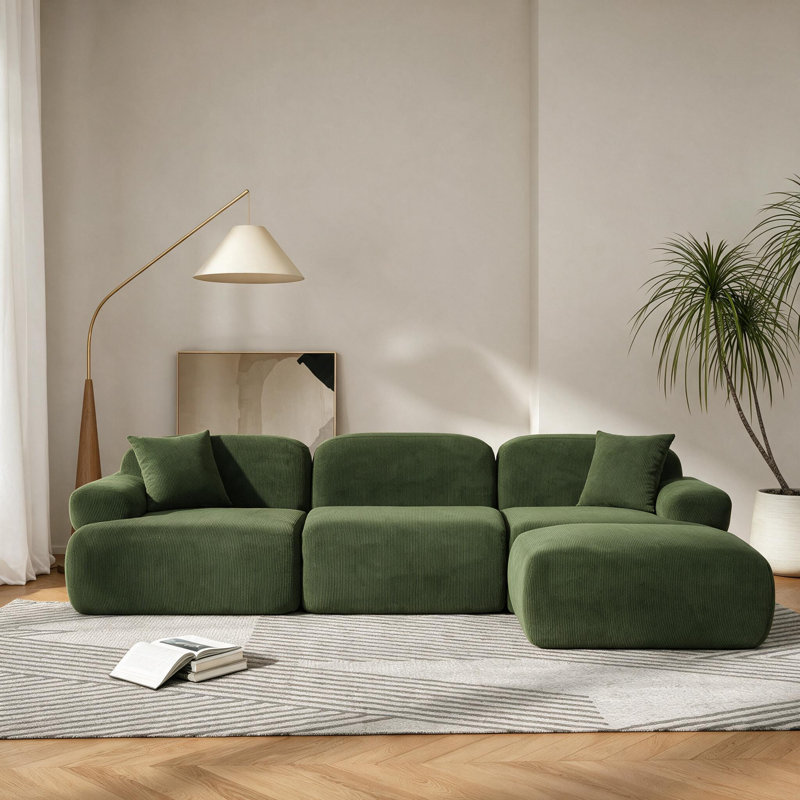 Canapé modulaire 118,5 "Comfy Cloud, Velours côtelé vert
