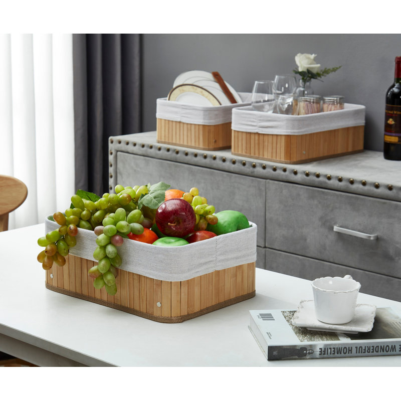 Ensemble de bacs de rangement en bambou