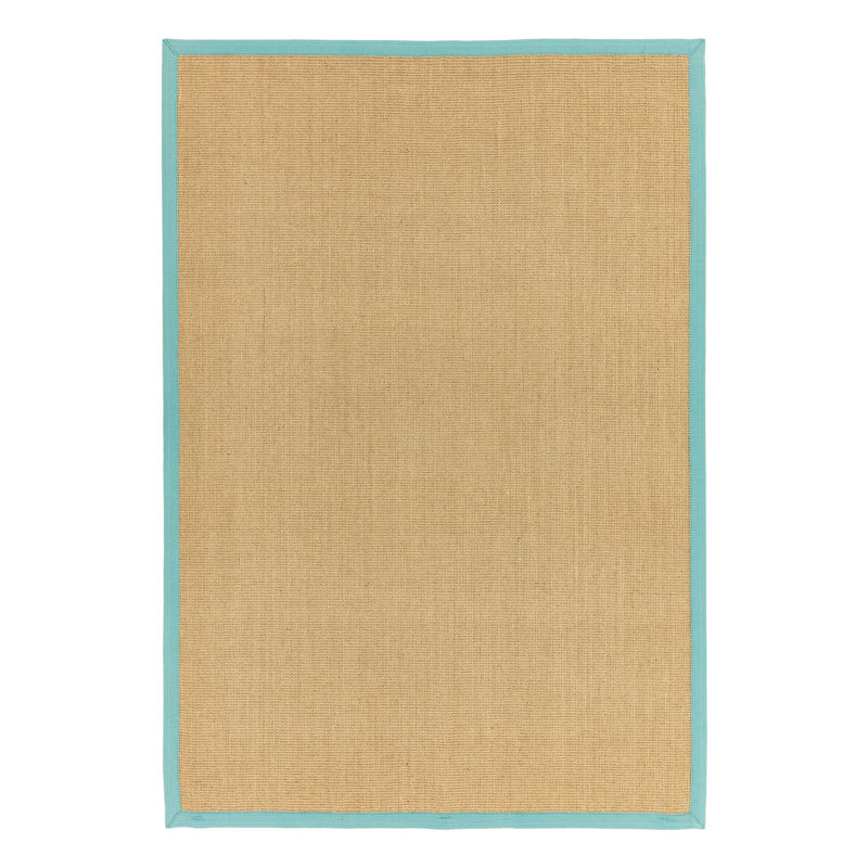 Keighley Sisal Beige/Aqua Blue Rug, Rectangle 160 x 230cm
