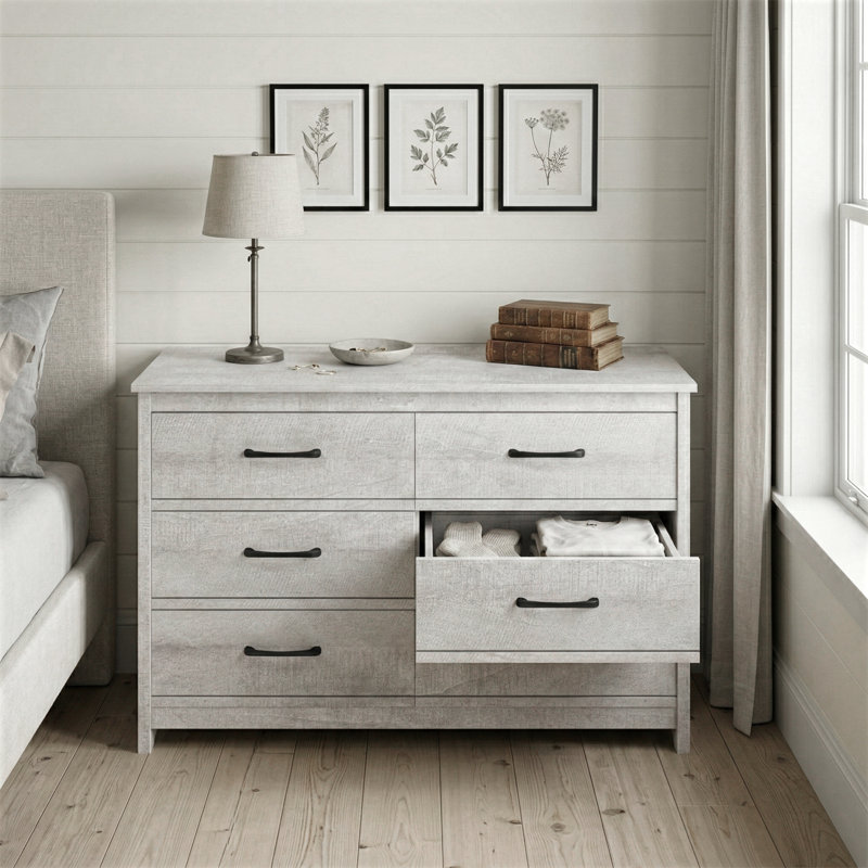 Aubarta 6 Drawer Dresser, Gray