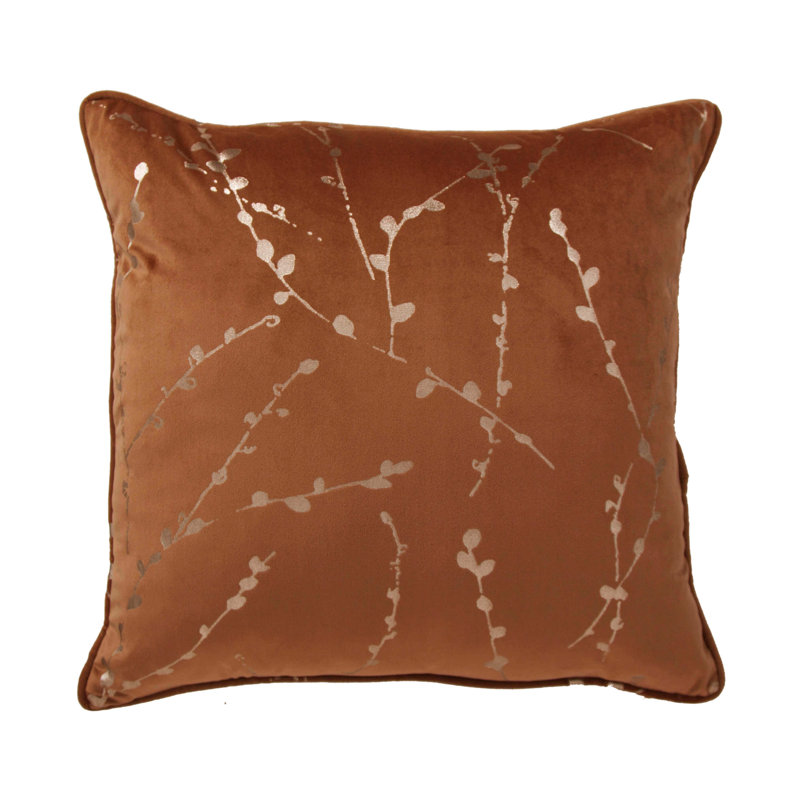 Ceresco Floral Square Cushion, Tan