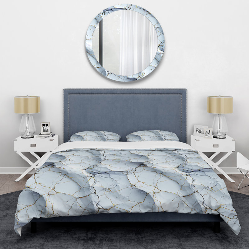 Literie en marbre blanc et gris I, Housse de couette pour très grand lit et 2 très