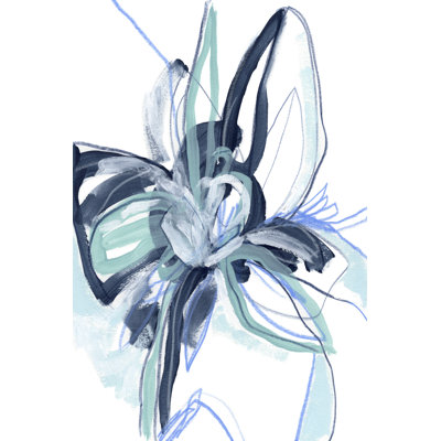 Blue Floral Burst II by June Erica Vess - Painting on Canvas