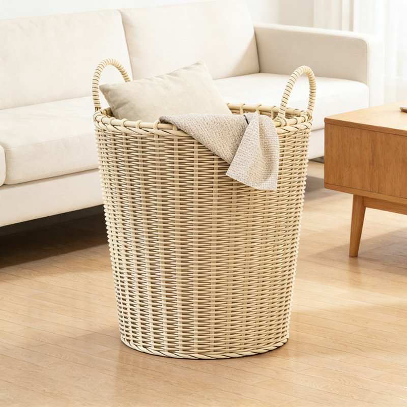 42Cm,2Pcs,Handwoven Large Capacity Laundry Hamper With Wide Opening For Easy Access, Durable And Washable For Bedroom, Bathroom, And Living Room Storage