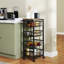 HOMCOM 4-Tier Kitchen Trolley on Wheels with Marble-Effect Top Oak