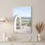 «Stone Archway» donnant sur les rangées de vignes et le lac bleu, art mural sur toile-133462498