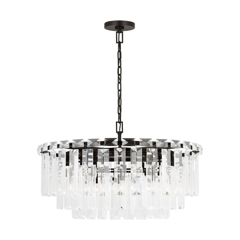 Dimmable Tiered Chandelier, Aged Iron, 18.75" H x 32.88" W x 32.88" D