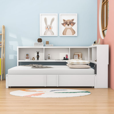 Denni Full Size Daybed with Twin Trundle, USB Charging Ports and Device Shelves by Lark Manor