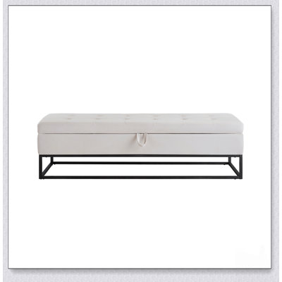 Luxurious Velvet Bed Bench with Metal Base and Large Storage, Perfect for Bedroom, Living Room, and Hallway Use.