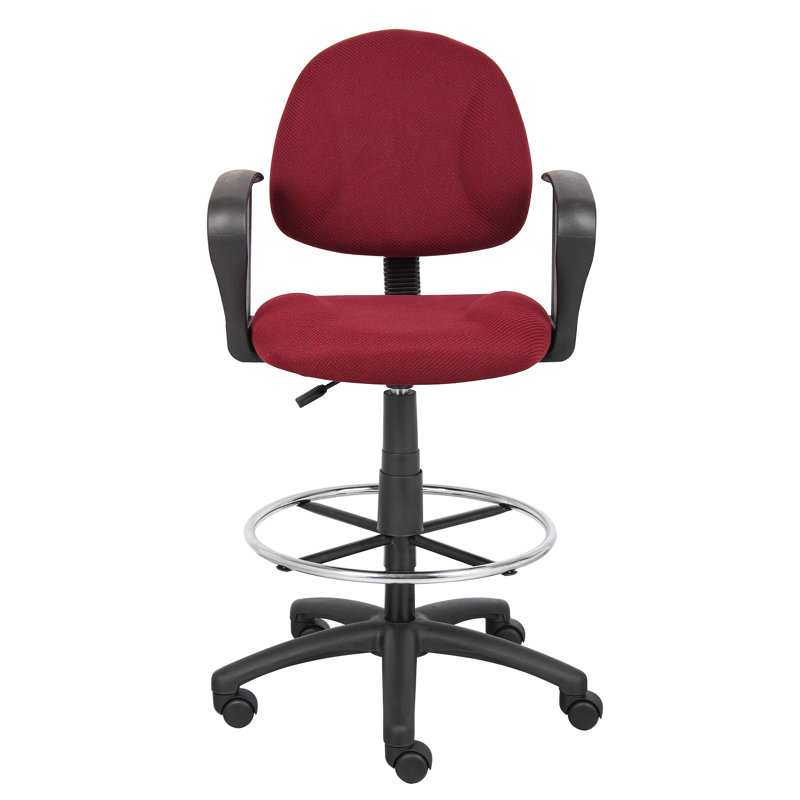 Drafting Chair, Burgundy Tweed, Fixed