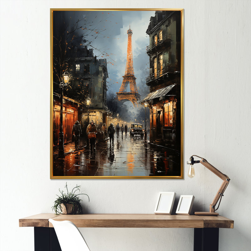 Boulevards de la Tour Eiffel, Paris I, H 20 po x l 12 po x P 1 po, Cadre flottant doré