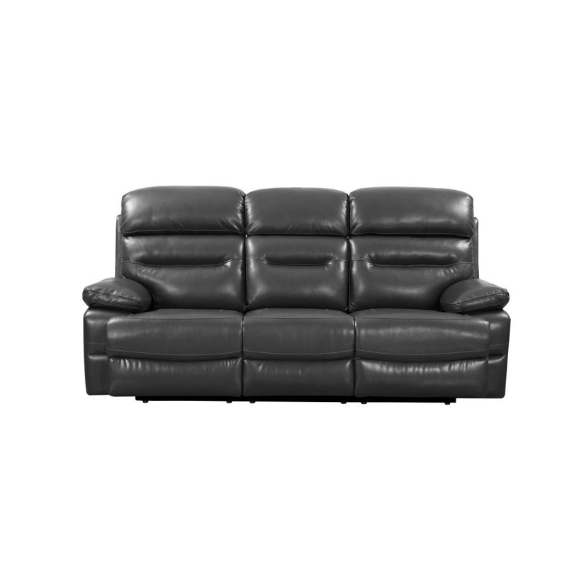 Apolo 89'' Faux Leather Reclining Sofa, Gray Faux Leather, Power