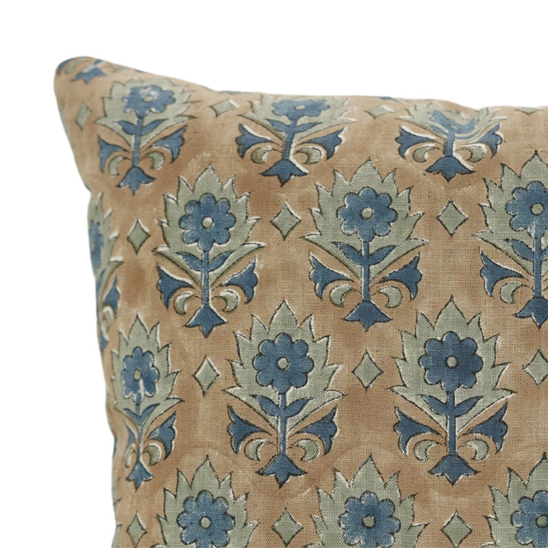 Housse de coussin en lin visqueux Fab divine, décor de maison de campagne Boho doux (Kusum), H 20 po x l 20 po, Bleu, Carré