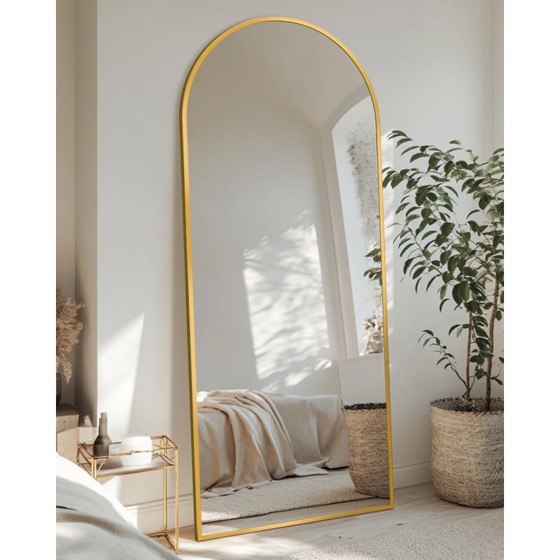 Arched Black Floor Mirror With Stand, 38x77 Inch Freestanding Full Body Mirror For Bedroom - 58" x 18"