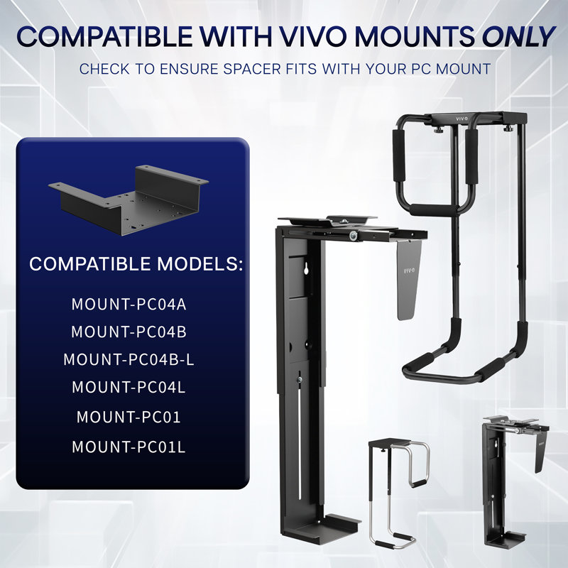 Support d'espacement sous le bureau VIVO pour supports de PC compatibles, espacement de 2,1 pouces