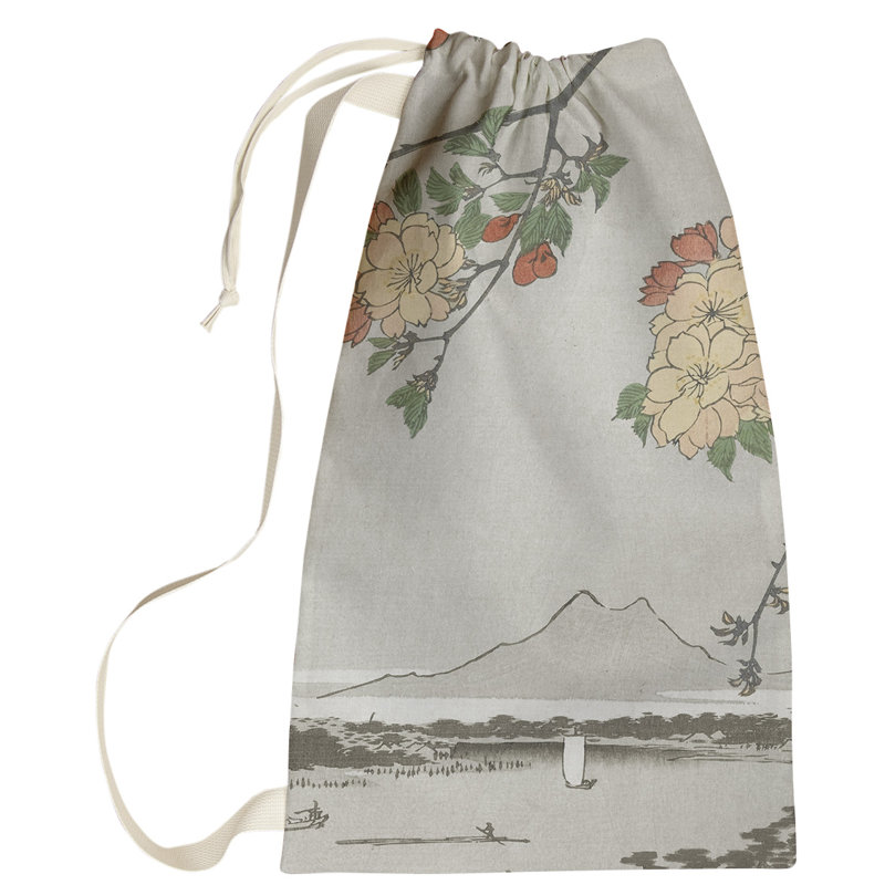 Macintyre Fabric Laundry Bag with Handles, Small ( 64" H x 20" W x 1.5" D), Gray/Green