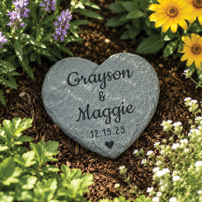 Personalized Sweet Couple Heart 4" Garden Stone
