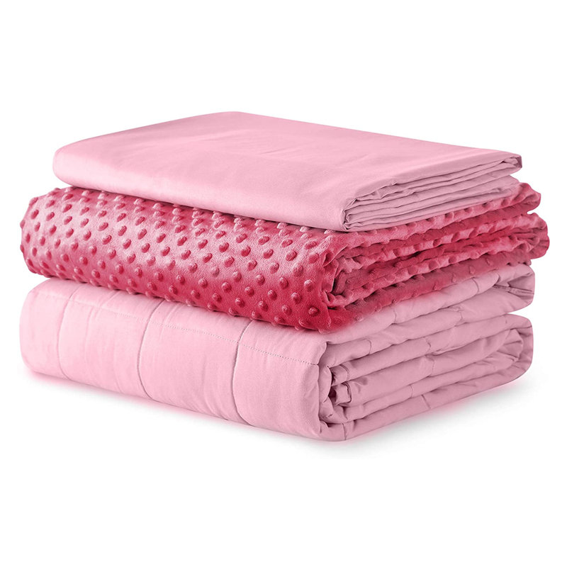 3 Piece  Premium Weighted Blanket with Duvet Covers, Pink