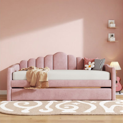 Lit de jour simple rembourré avec couchette, canapé-lit en velours avec ports de chargement USB, aucun sommier nécessaire