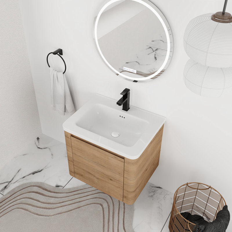 Meuble-lavabo flottant simple 24 po avec comptoir en céramique 24 po, 24"