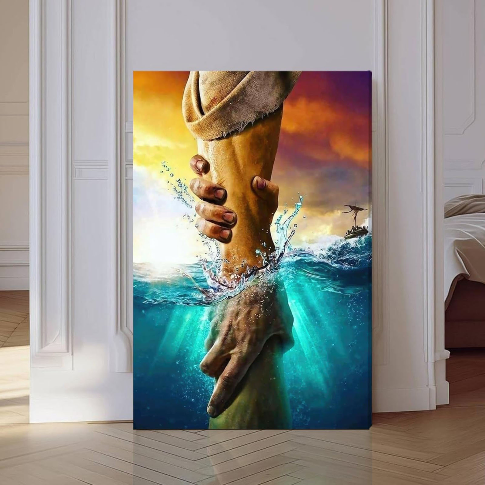 Astoria Grand Framed Jesus Christ Canvas Wall Art The Hand Of God Jesus ...