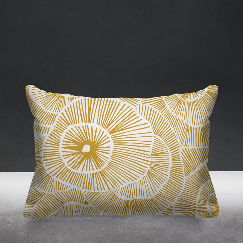 Coussin intérieur / extérieur Abstract Floral Burst, Jaune