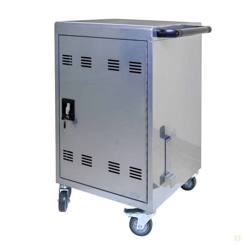 Chariot de chargement mobile et armoire pour tablettes 35 ordinateurs portables, Argent argent