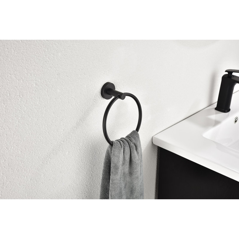 6 Piece Stainless Steel Bathroom Towel Rack Set Wall Mount, 2.04" H x 24" W x 3.14" D, Black