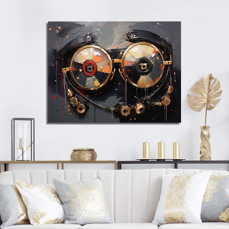Futuriste élégance lunettes de soleil II - art mural Chanel, Toile tendue, H 16 po x l 32 po x P 1 po