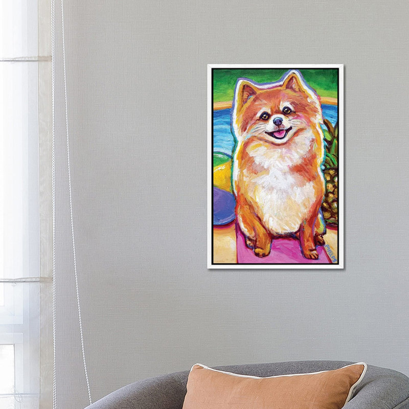 Poolside Pomeranian Pup by Robert Phelps - Gallery-Wrapped Canvas Giclée on Canvas, White Framed, 66.04 cm H x 45.72 cm W