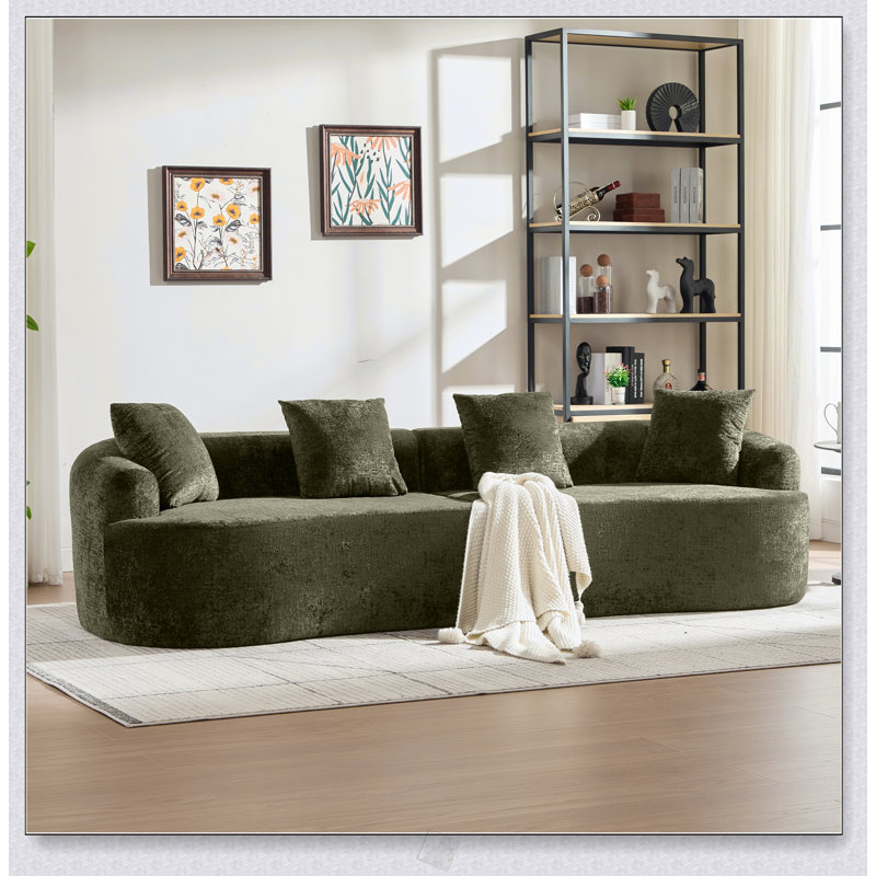 Causeuse en chenille Boneless, H 31,1 po x l 110 po x P 38,58 po, Vert