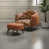 Orange/Cream Yellow Linen Blend/Faux Leather