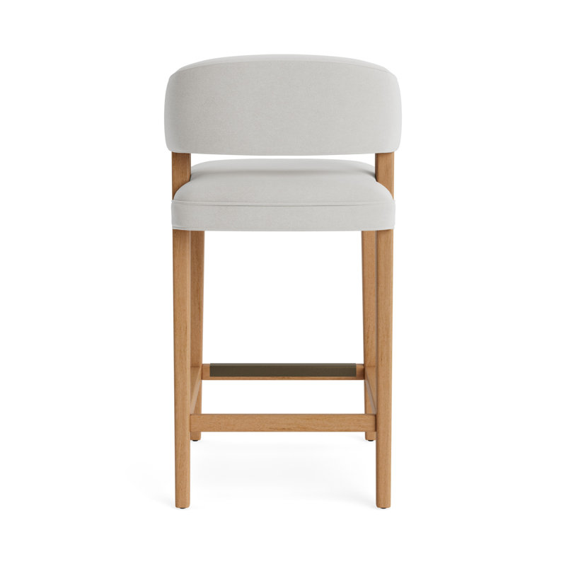 Keane Bar Stool, Performance Velvet - Silver, Natural, Bar Stool (30” Seat Height)