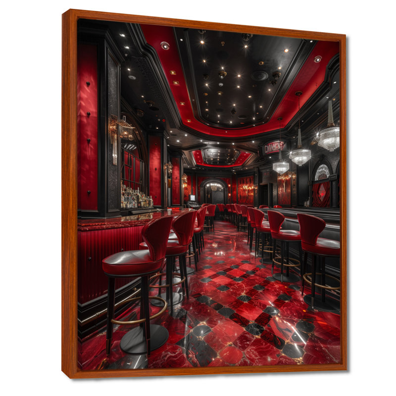 Rouge, noir, vibrant, Casinos II - Casinos / traces de course, art mural, Black Floater Framed, H 32 po x l 16 po