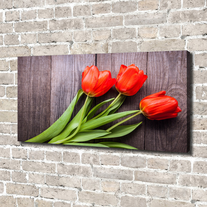 Red Tulips - Wrapped Canvas Print