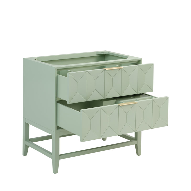 Emmeline 36'' W Single Vanity, Parisien Bleu Quartz, Pistachio, 8" Widespread