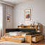 Lit de jour confortable avec lit gigogne, tablettes de rangement, banc, station de charge et tête de lit tapissier-302464419