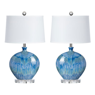 27" Ceramic Table Lamp With White Shade