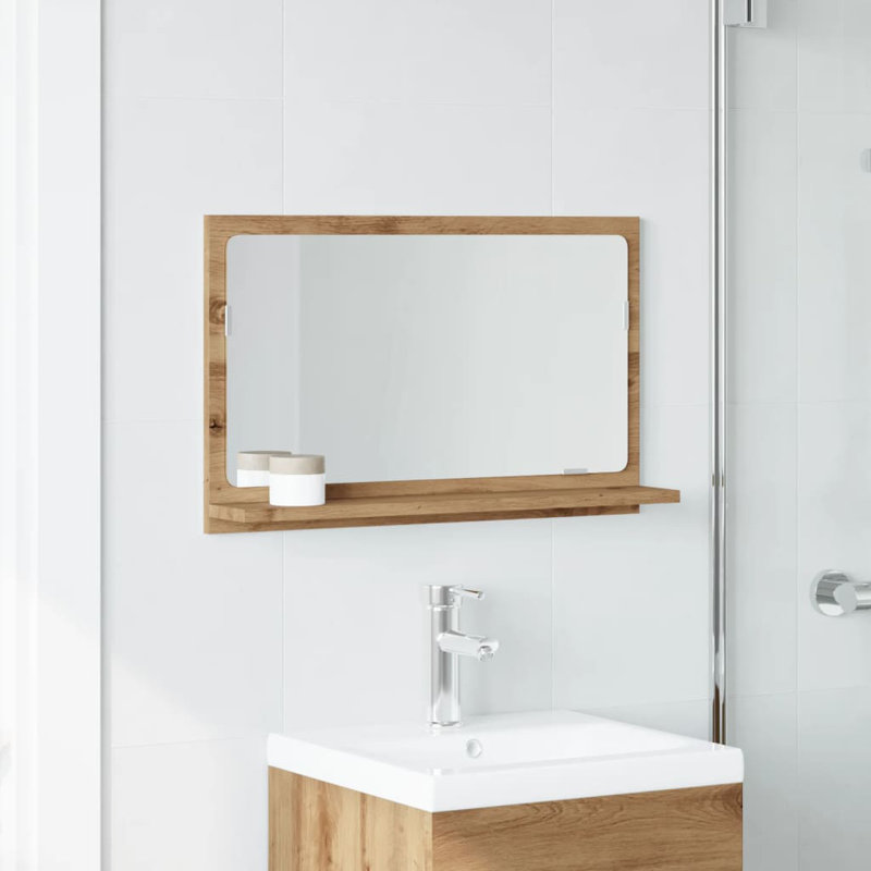 Dorlene Flat Mirror, Old Wood, 37cm x 40cm
